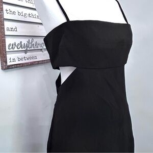 Emory Park Mini Dress Black Side Cutouts Off Shoulder Spaghetti Straps Large